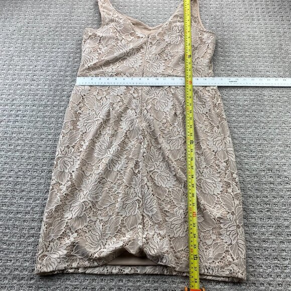 Jessica Laced Dress Women Size 14 Beige Rhinestone Waist Belt - Picture 9 of 11